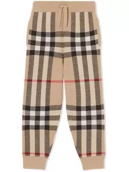 Burberry Kids кашемировые джоггеры в клетку Vintage Check, нейтральный цвет