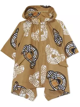 Burberry Kids кейп с капюшоном и принтом Thomas Bear, коричневый
