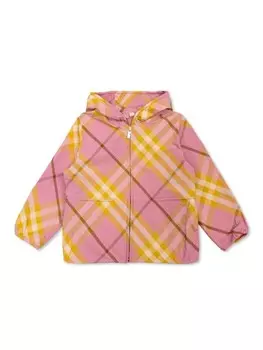 Burberry Kids клетчатая куртка с капюшоном, розовый