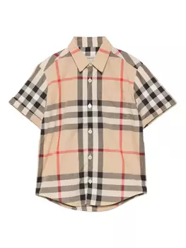 Burberry Kids клетчатая рубашка, коричневый