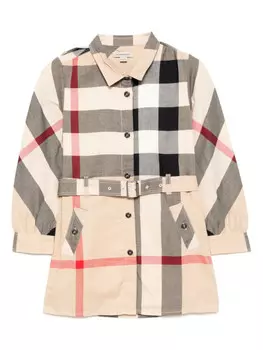 Burberry Kids клетчатое платье, нейтральный