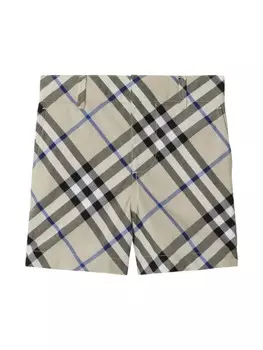 Burberry Kids клетчатые хлопковые шорты, нейтральный цвет