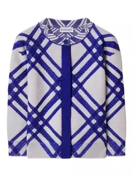 Burberry Kids клетчатый кардиган из смеси шерсти, белый