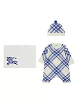 Burberry Kids клетчатый комплект для новорожденного, белый