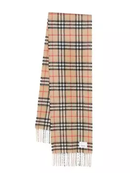 Burberry Kids клетчатый шарф из кашемира, нейтральный цвет