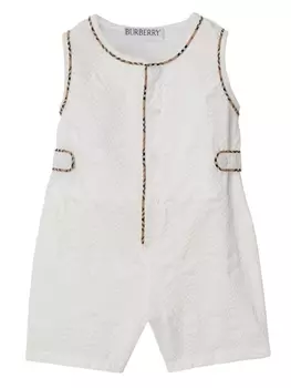 Burberry Kids комбинезон с отделкой в клетку, белый