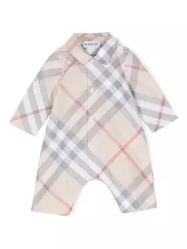 Burberry Kids комбинезон в клетку, нейтральный цвет