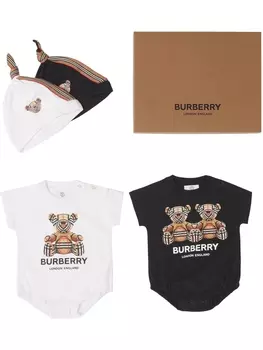 Burberry Kids комплект для новорожденного с принтом Thomas Bear, белый