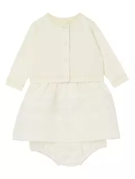 Burberry Kids "комплект Equestrian Knight из платья, кардигана и блумеров", белый