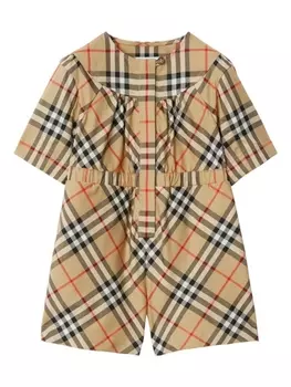 Burberry Kids комплект из футболки и шортов в клетку Nova, нейтральный цвет