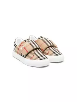 Burberry Kids кроссовки на липучках в клетку Vintage Check, нейтральный цвет