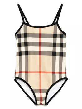 Burberry Kids купальник в клетку, нейтральный