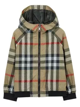Burberry Kids куртка в клетку с капюшоном, нейтральный цвет