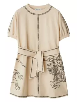 Burberry Kids мини-платье из хлопка с отделкой EKD, нейтральный цвет