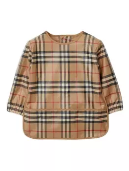 Burberry Kids нагрудник в клетку Vintage Check, нейтральный цвет