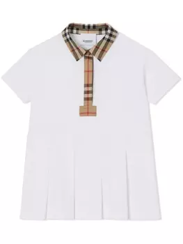 Burberry Kids платье-рубашка со вставкой в клетку Vintage Check, белый