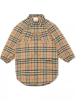 Burberry Kids платье-рубашка в клетку Vintage Check, белый