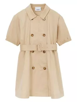 Burberry Kids платье с поясом, нейтральный цвет
