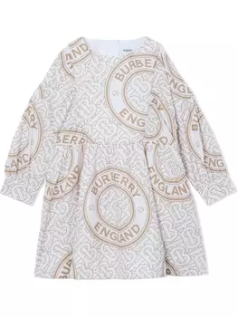 Burberry Kids платье с принтом Montage, нейтральный цвет