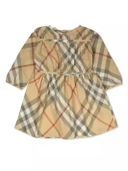 Burberry Kids платье в винтажную клетку, нейтральный цвет