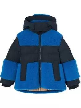 Burberry Kids пуховик с аппликацией Thomas Bear, синий