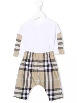 Burberry Kids ромпер в клетку Vintage Check, нейтральный цвет