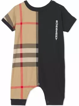 Burberry Kids ромпер в клетку Vintage Check, нейтральный цвет