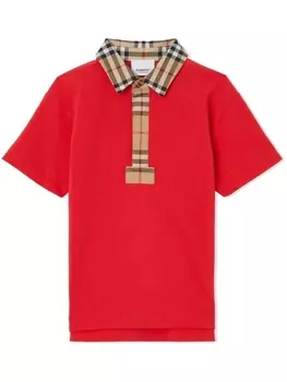 Burberry Kids рубашка поло с отделкой Nova Check, красный