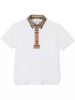 Burberry Kids рубашка поло с отделкой Vintage Check, белый