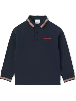 Burberry Kids рубашка поло с полосками Icon Stripe, синий