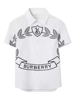 Burberry Kids рубашка с логотипом, белый