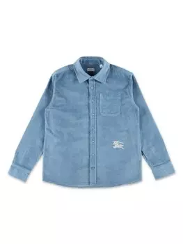 Burberry Kids рубашка с вышитым логотипом, синий