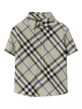 Burberry Kids рубашка в клетку, нейтральный цвет