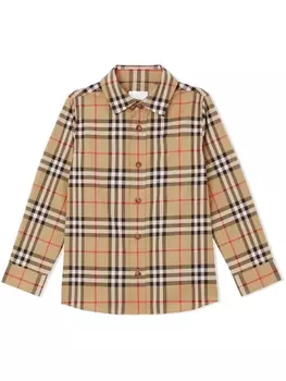 Burberry Kids рубашка в клетку Vintage Check с длинными рукавами, нейтральный цвет