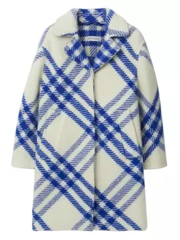 Burberry Kids шерстяное пальто в клетку, белый