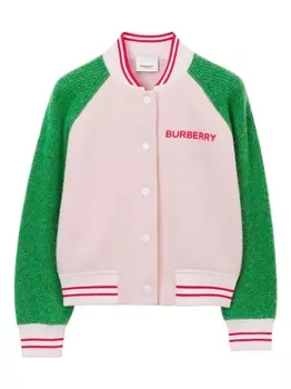 Burberry Kids шерстяной бомбер в стиле колор-блок, нейтральный цвет