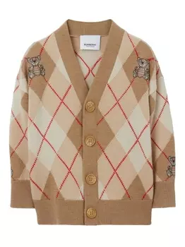 Burberry Kids шерстяной кардиган Thomas Bear, коричневый