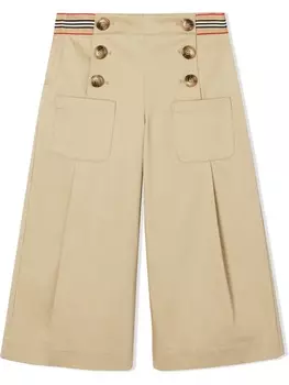 Burberry Kids широкие брюки с завышенной талией, коричневый