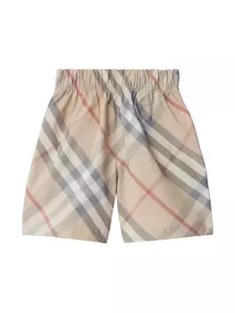 Burberry Kids шорты с клетчатым принтом, нейтральный цвет