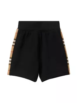 Burberry Kids шорты со вставками в клетку, черный