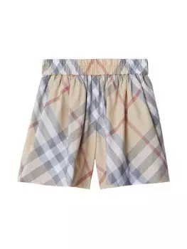 Burberry Kids шорты в клетку, нейтральный цвет
