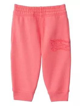 Burberry Kids спортивные брюки из хлопка с аппликацией EKD, розовый