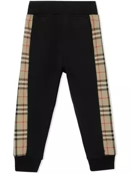 Burberry Kids спортивные брюки с отделкой Vintage Check, черный