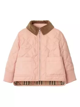 Burberry Kids стеганая куртка с вельветовым воротником, розовый