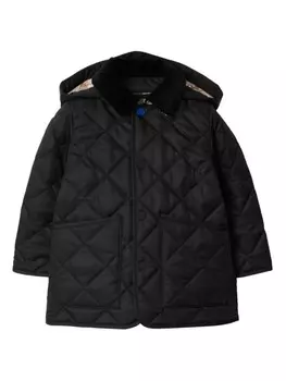 Burberry Kids стеганая куртка с вельветовым воротником, черный