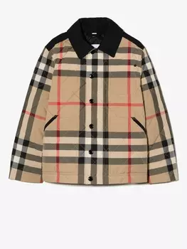 Burberry Kids стеганая куртка в клетку Vintage Check, нейтральный цвет