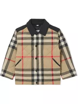 Burberry Kids стеганая куртка в клетку Vintage Check, нейтральный цвет