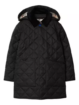 Burberry Kids стеганое пальто, черный
