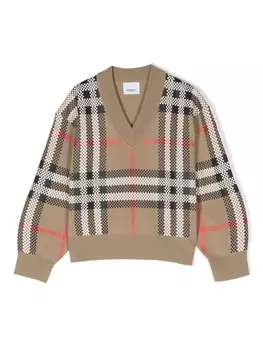 Burberry Kids толстовка в клетку, нейтральный цвет