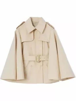Тренч с расклешенными рукавами Burberry Kids, нейтральный
